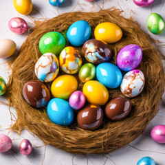 Fototapeta premium easter eggs in a basket