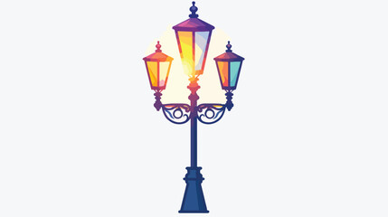 Streetlight Vintage Lamp Icon Colorful Design Isolated