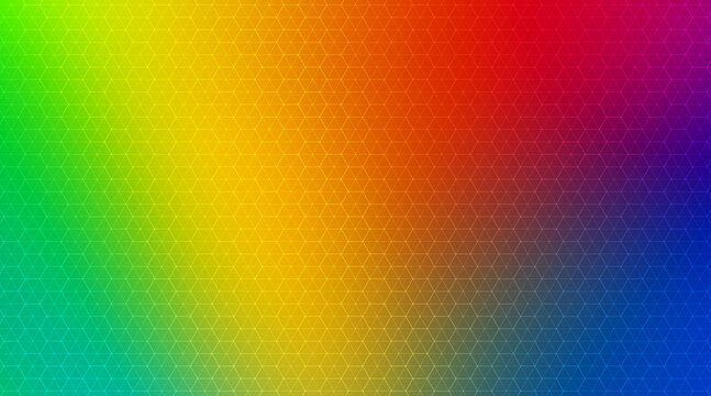 Multi coloured spectrum crypto background with a hexagonal overlay