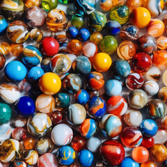 A dazzling display of colorful marbles, their sizes ranging from petite to substantial, against a crisp white backdrop.

