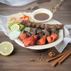 grilled chicken wings with vegetables