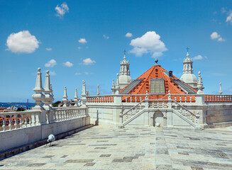 Roof with white towers.  Monastery of St. Vincent Outside the Walls, or Church (Iglesia) de Sao...