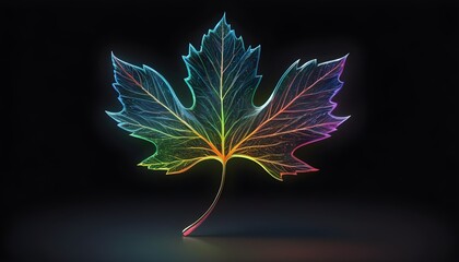 Holo acer leaf on dark background