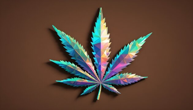 Holo cannabis leaf symbol on brown canvas artwork