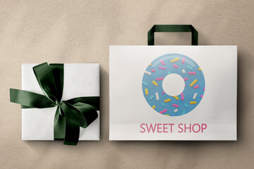donut logo sweet shop icon mockup