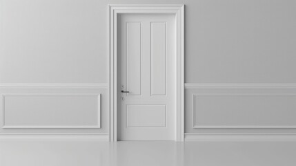 Isolated on a background, a vector illustration of a white closed door with a frame