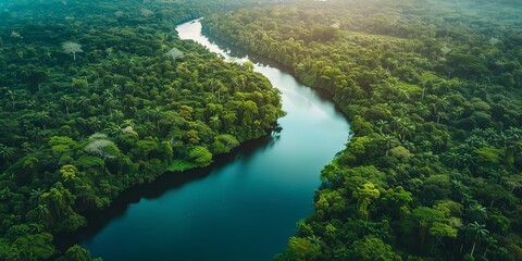 Naklejka na ściany i meble aerial view of rain forest in South America