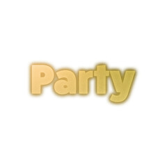 An abstract transparent cut out text type of the word party graphic design element.