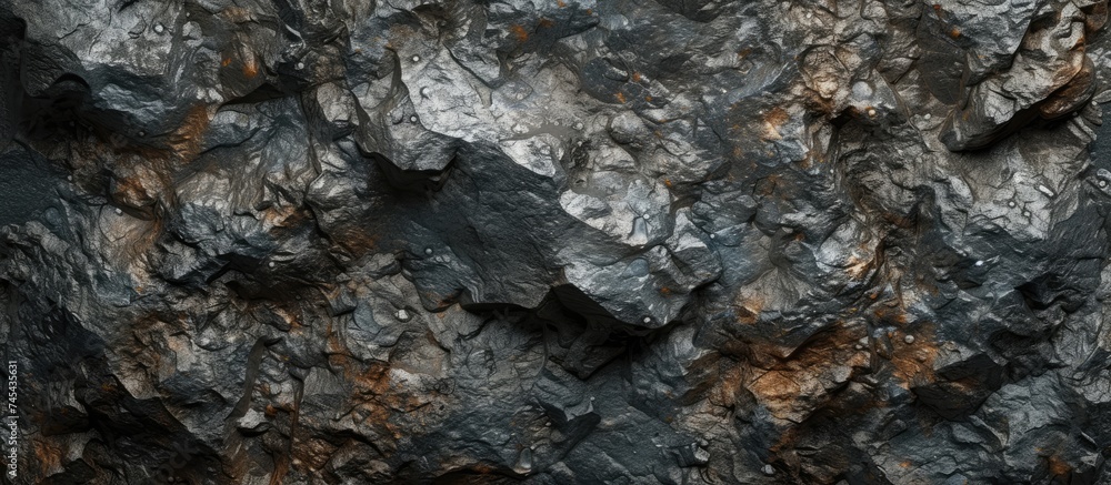 Poster this image showcases a detailed close-up view of the texture of an old, clean rock. the surface of t