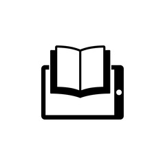 Reading books on PC Tablet Flat Vector Icon
