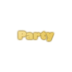 An abstract transparent cut out text type of the word party graphic design element.