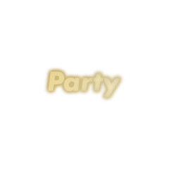 An abstract transparent cut out text type of the word party graphic design element.