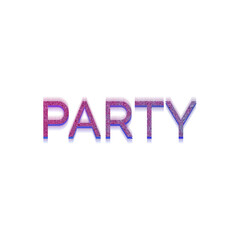 An abstract transparent cut out text type of the word party graphic design element.