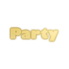 An abstract transparent cut out text type of the word party graphic design element.