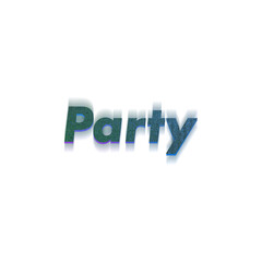 An abstract transparent cut out text type of the word party graphic design element.