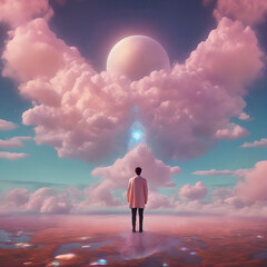 person in the clouds