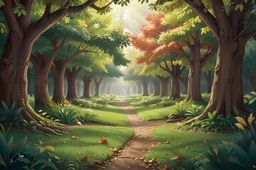 a forest with a path through it