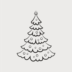 Abstract Christmas Tree, Christmas Tree Silhouette Line Vector illustration