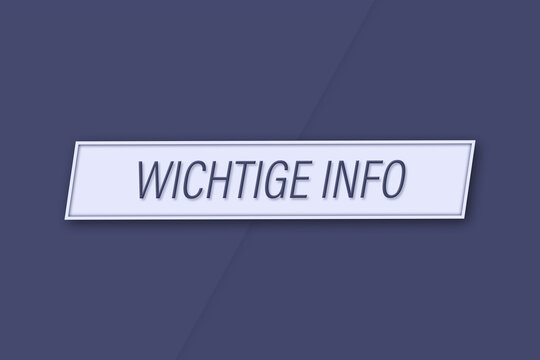 wichtige info. Eine Banner Illustration mit blauem Text, isoliert auf blauem Hintergrund.