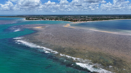 Coroa Vermelha Beach In Santa Cruz Cabralia Bahia Brazil. Idyllic Beach. Nature Landscape. Bahia Brazil. Tourism Background. Coroa Vermelha Beach In Santa Cruz Cabralia Bahia Brazil.