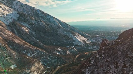 Scenic morning view of mountains range in Salt Lake city area in Utah