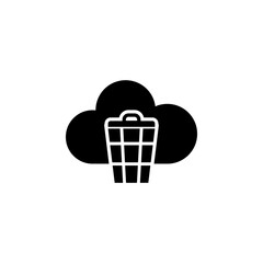 Cloud Computing Trash Bin Flat Vector Icon
