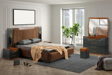 3d rendering modern bedroom interior and decoration