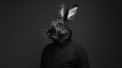 black rabbit in a tunic - obrazy, fototapety, plakaty