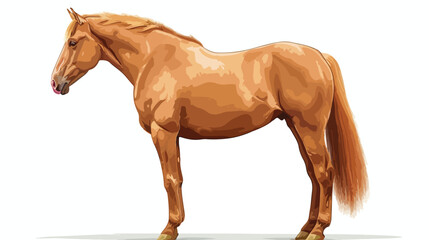 Vector Beautiful Realistic Flaxen Chestnut Horse Isolated - obrazy, fototapety, plakaty
