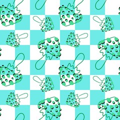 Abstract retro autumn cheskered mushrooms seamless pattern for fabrics and wrapping paper and kids clothes