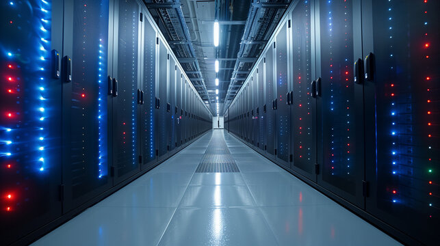 server or computer room with lights