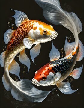 Due carpe Koi che formano il simbolo dello Yin e dello Yang