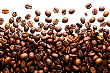 Close-up of aromatic roasted coffee beans on a dark background