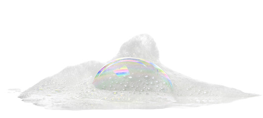 Colorful soap foam, colorful bubbles isolated on white, with clipping path - 745441659