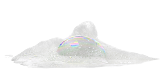 Colorful soap foam, colorful bubbles isolated on white, with clipping path