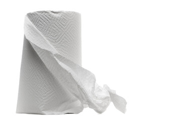Roll of paper kitchen towels isolated on white
