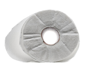 Roll of paper kitchen towels isolated on white
