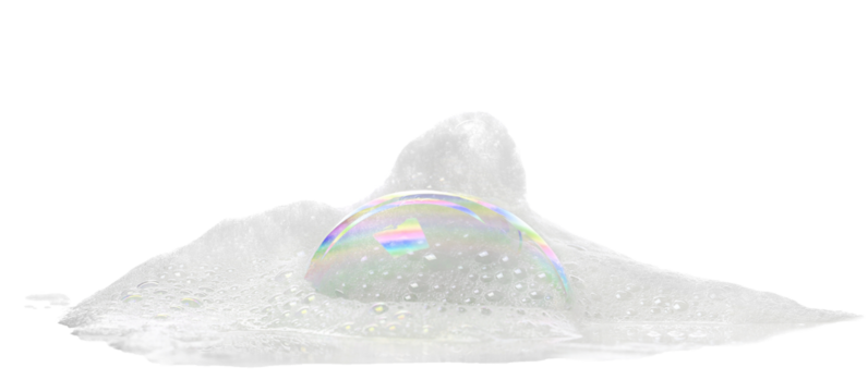 Colorful soap foam, colorful bubbles isolated on white, with clipping path
