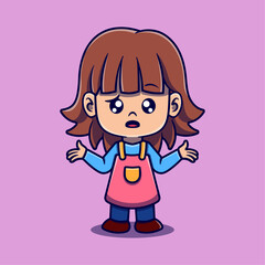 Cute girls Cartoon Vector Icon Illustration. Nature Icon Concept Isolated Premium Vector. Flat Cartoon Style	
