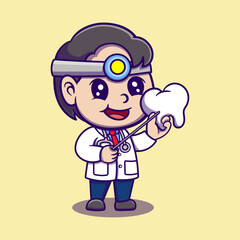 Cute doctor Cartoon Vector Icon Illustration. Nature Icon Concept Isolated Premium Vector. Flat Cartoon Style	
