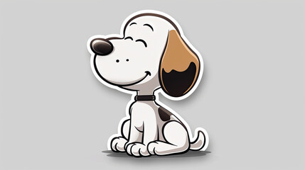cute snoopy puppy black and white illustraion