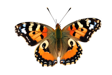 a high quality stock photograph of a single butterfly close up full body isolated on a white...