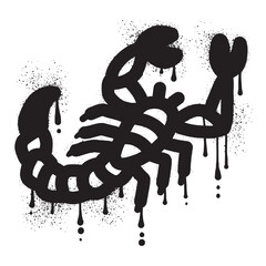 Scorpion graffiti with black spray paint - obrazy, fototapety, plakaty