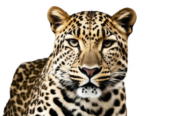 a high quality stock photograph of a single leopard head full body isolated on a white background