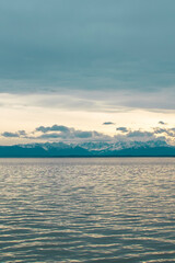Obraz premium View of Lake Starnberg in Bavaria and the Alps. Lake Starnberg with the Alps in the background