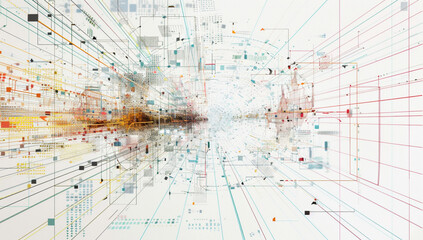 a digital infrastructure that visualizes the complexity of date on a white background
