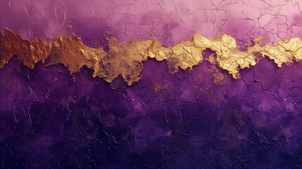 Purple and gold texture background design. Purple and gold rough painted wall surface. Raster...