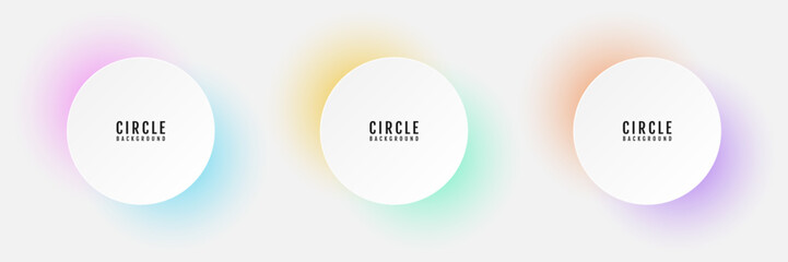 3D white circles frames background set on bright copy space. Colorful lights decoration. Minimal modern graphic design element with glowing style concept for web, poster, flyer, card or brochure cover