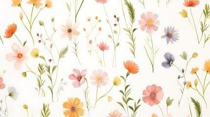 Painting watercolor floral background illustration floral nature, colorful and vibrant