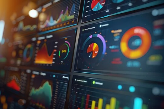 A webpage showing a dashboard with many colorful graphics